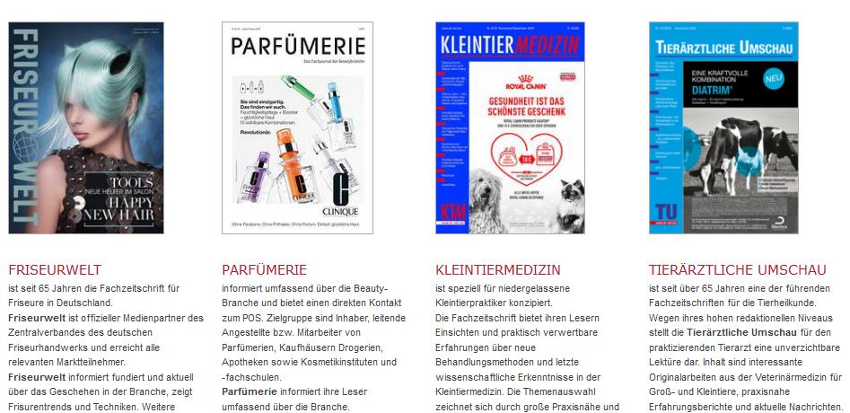 Eingestellt: »Friseurwelt«, »Clips«, »Parfümerie«, »Kleintiermedizin«, »Tierärztliche Umschau«