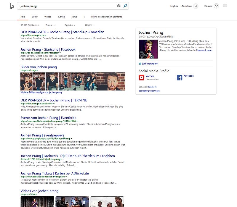 Saubere Ergebnisse bei Bing
