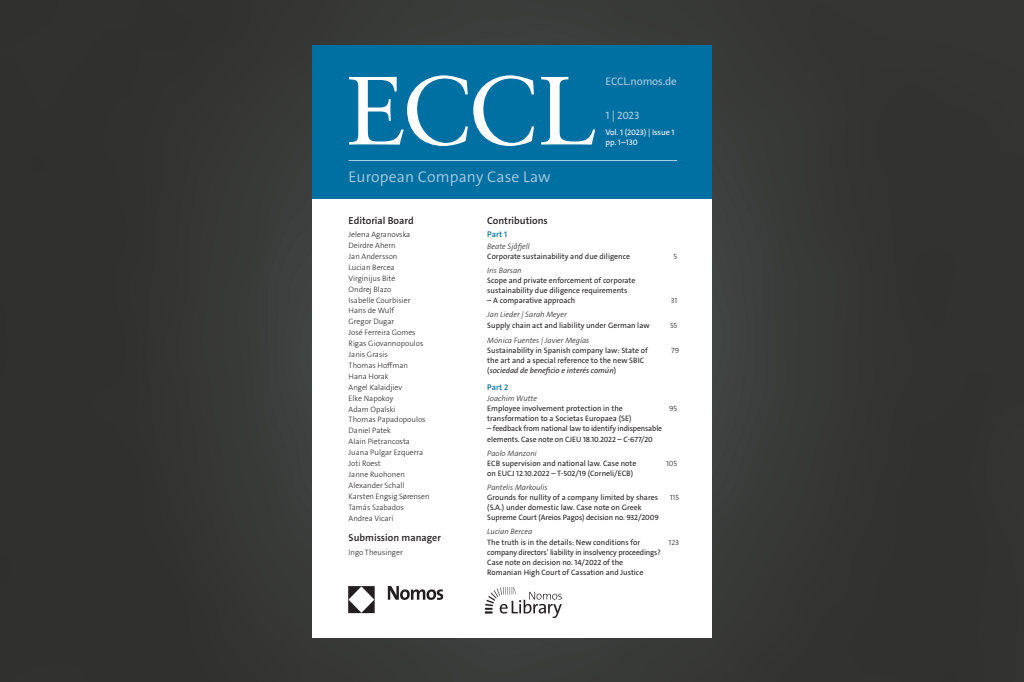 Neue Fachzeitschrift: »ECCL – European Company Case Law«