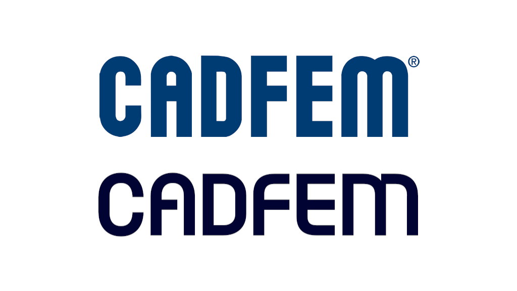 Vergleich bisheriges Logo (oben) und neues Logo (Quellen: CADFEM).