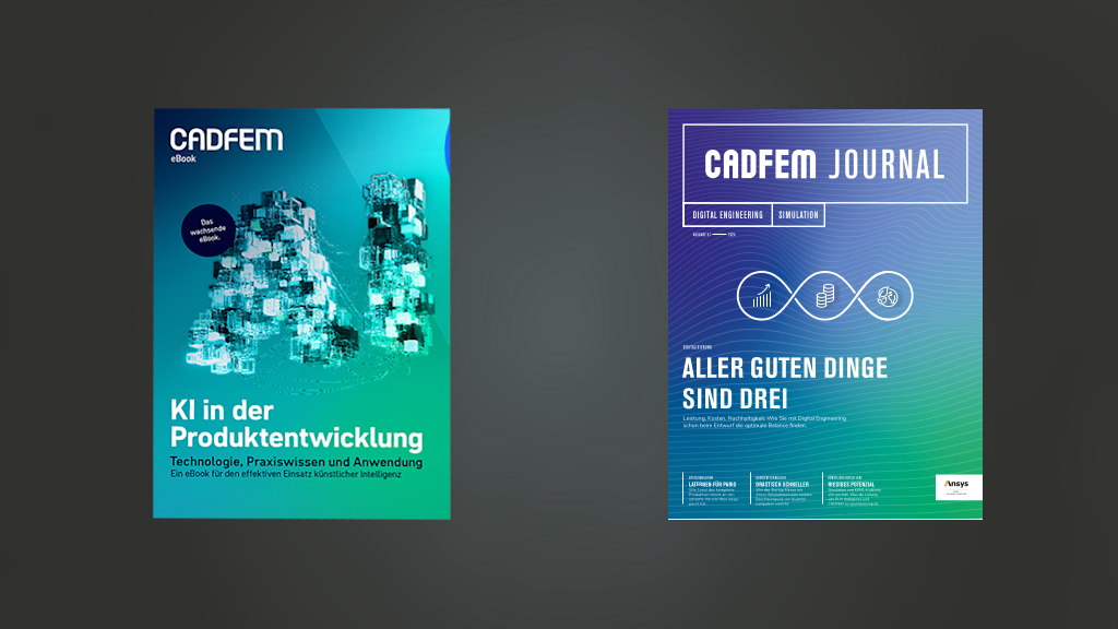 Vergleich neue (li.) und bisherige Titelseitengestaltung (Quellen: CADFEM).