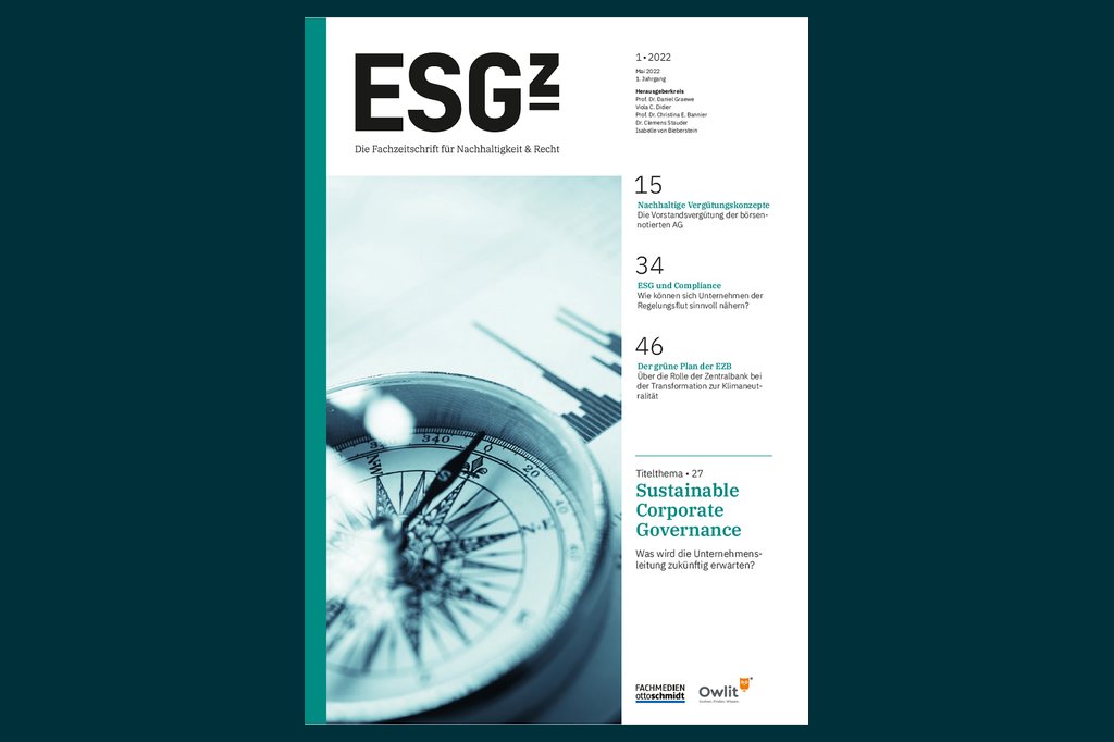 Neue Fachzeitschrift: »ESGz – Fachzeitschrift für Nachhaltigkeit und Recht«