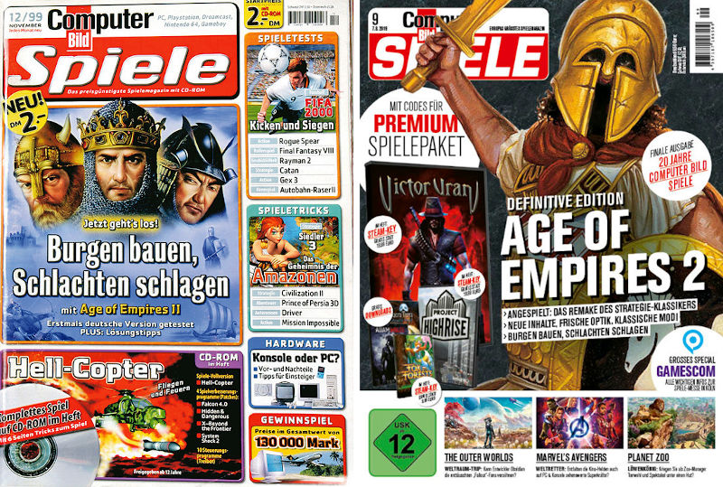 Titelseiten der ersten und der letzten Ausgabe der »Computer Bild Spiele«. Bilder: Springer