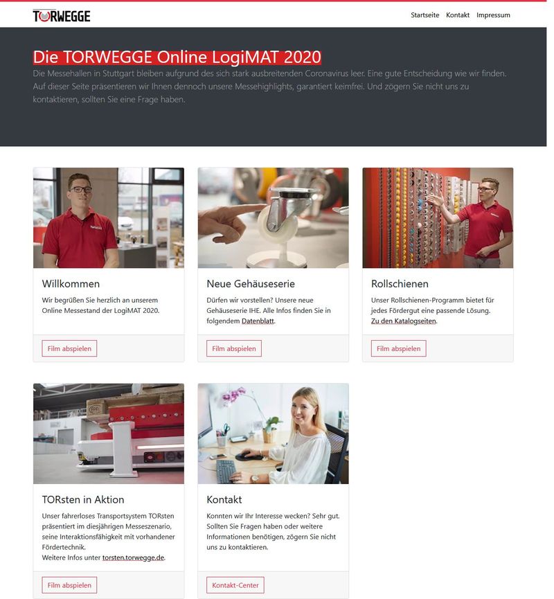 Virtueller Logimat-Messestand. Screenshot: logimat.torwegge.de