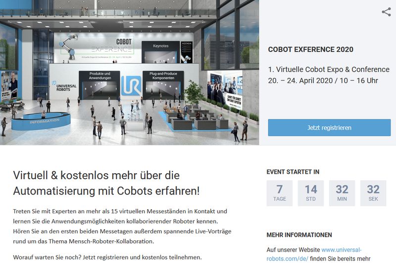 Virtuelle Cobot-Messe. Screenshot: reg.ubivent.com