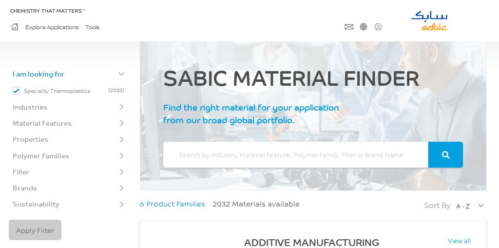 Sabic Startet Produktfinder | Wjar