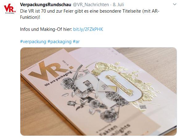 Im Juli feierte die Verpackungsrundschau noch ihr 70-jähriges Jubiläum. Screenshot: Twitter