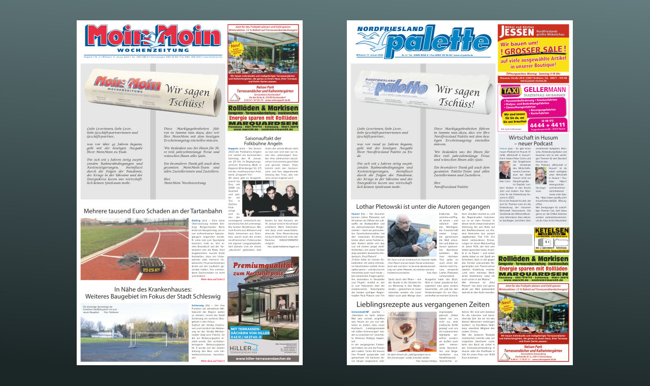 Eingestellt: Wochenzeitungen »Moin Moin« und »Nordfriesland Palette«