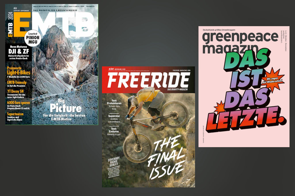 Retromedia-Kurzmeldungen: Freeride/EMTB, Greenpeace Magazin, Printausgabe taz