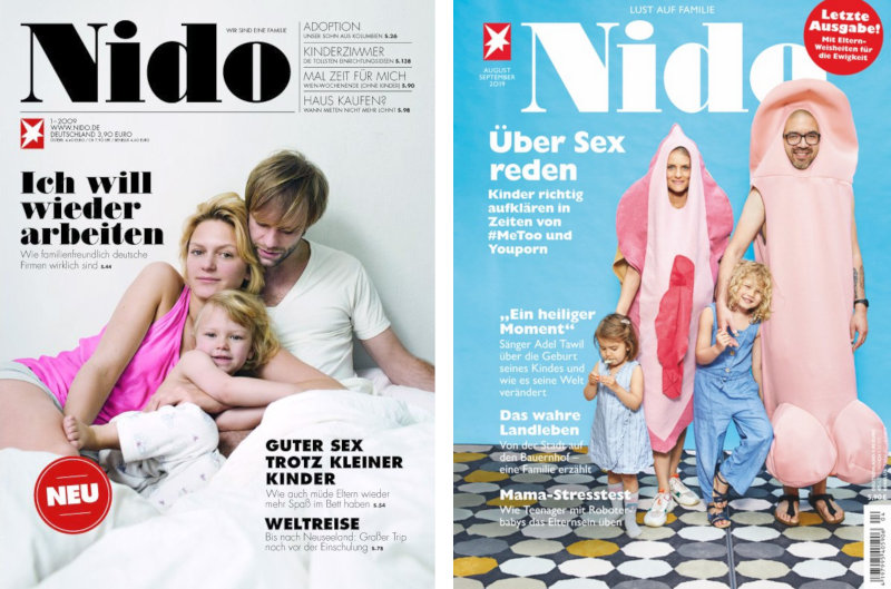 Titelbilder Erstausgabe (links) und letzte Ausgabe von Nido.