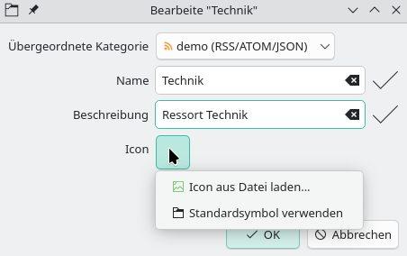 Screenshot Einrichtung RSS Guard