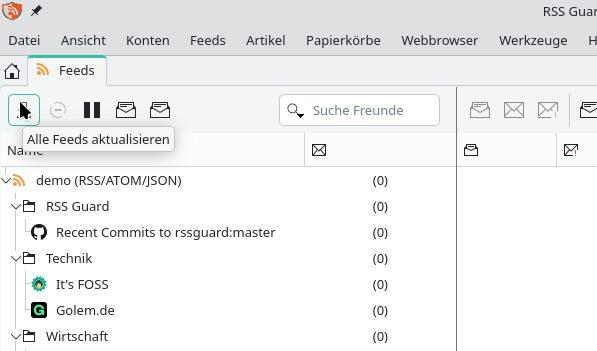 Screenshot Einrichtung RSS Guard