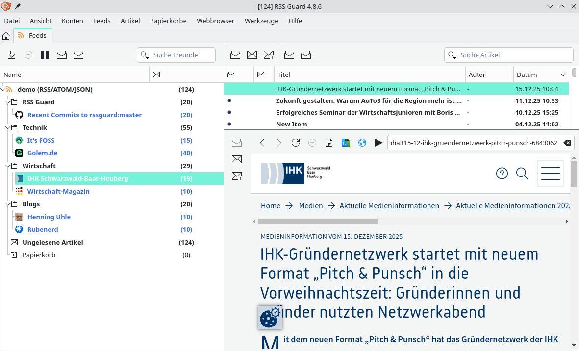 Screenshot Einrichtung RSS Guard